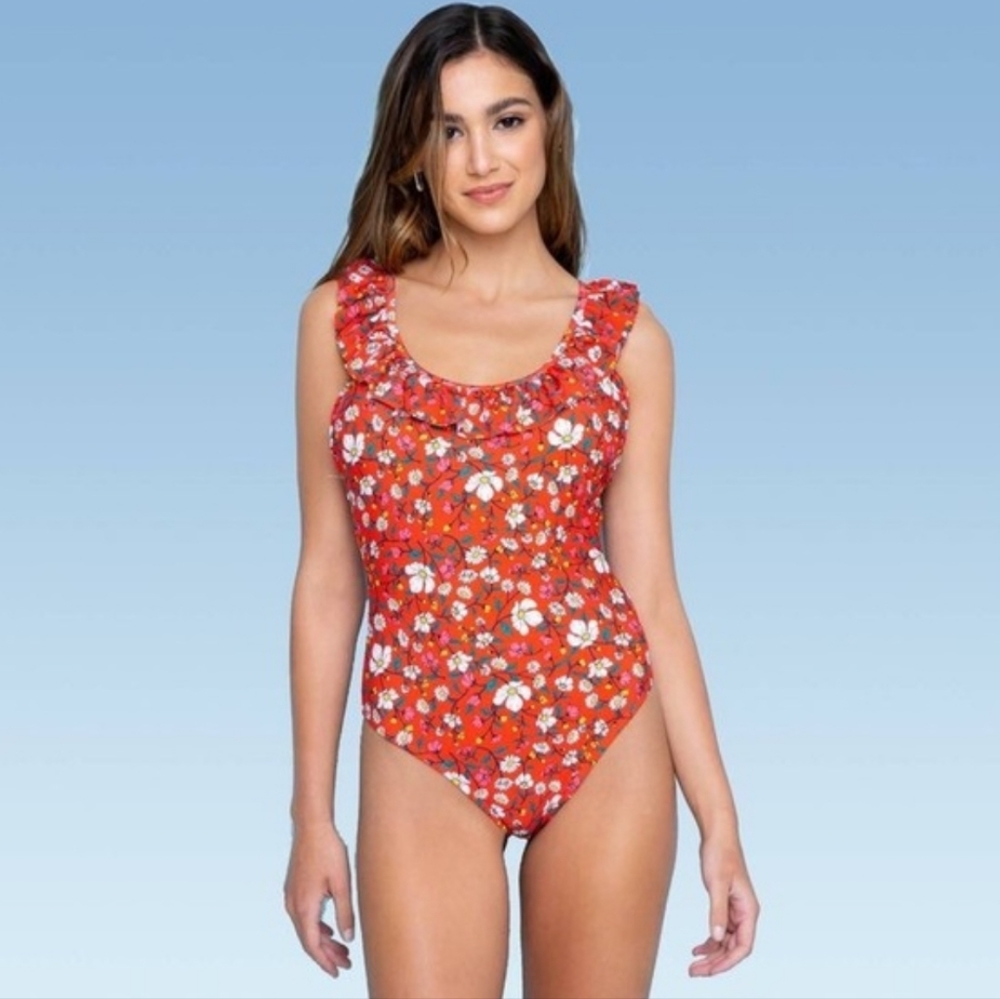 Sugar Coast by Lolli Women's Ruffled Floral One Piece Swimsuit NWT M